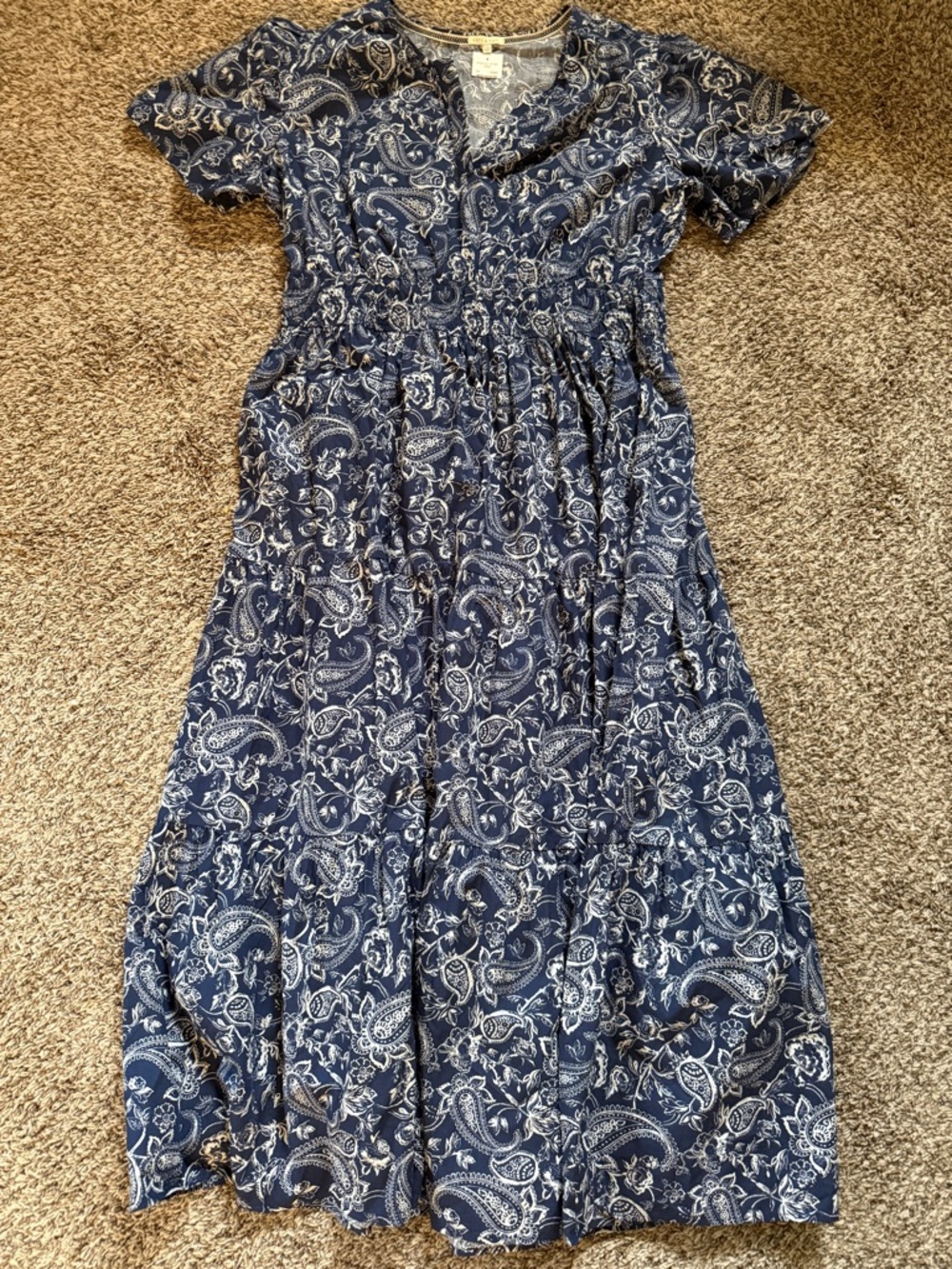 Kate & Sam Navy Paisley Tiered Maxi Dress XXL